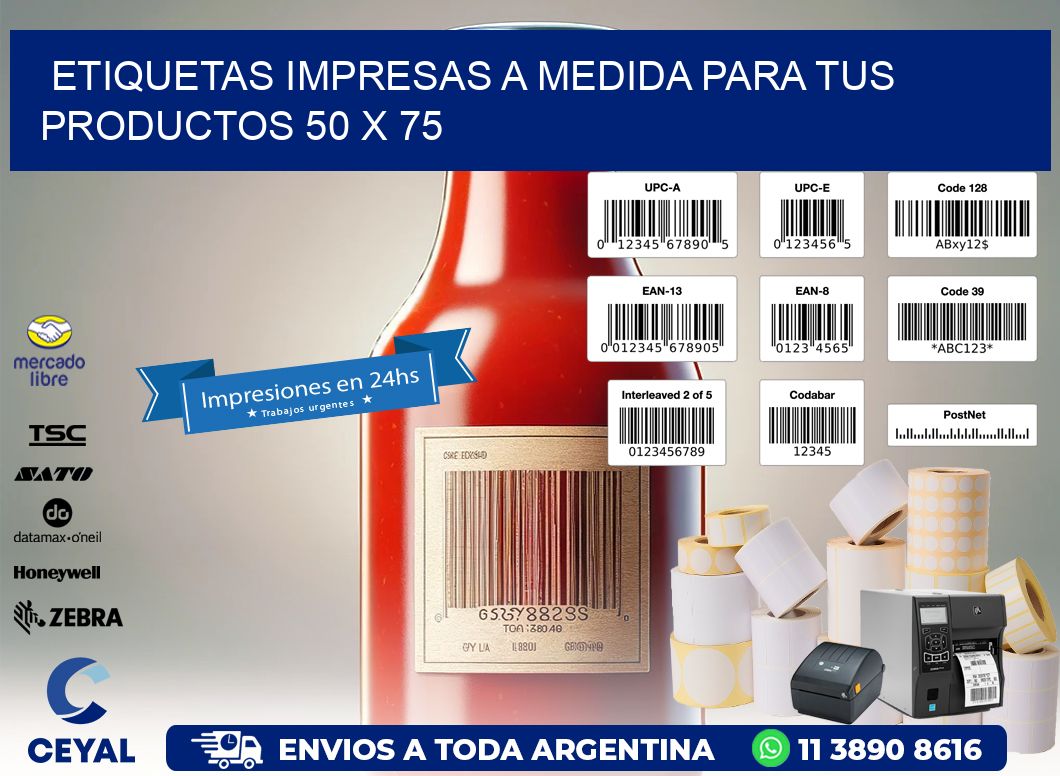 Etiquetas Impresas a Medida para tus Productos 50 x 75