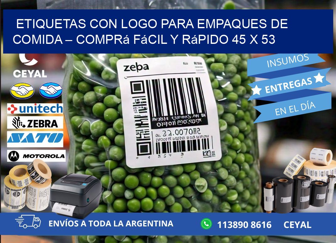 Etiquetas con logo para empaques de comida – Comprá fácil y rápido 45 x 53
