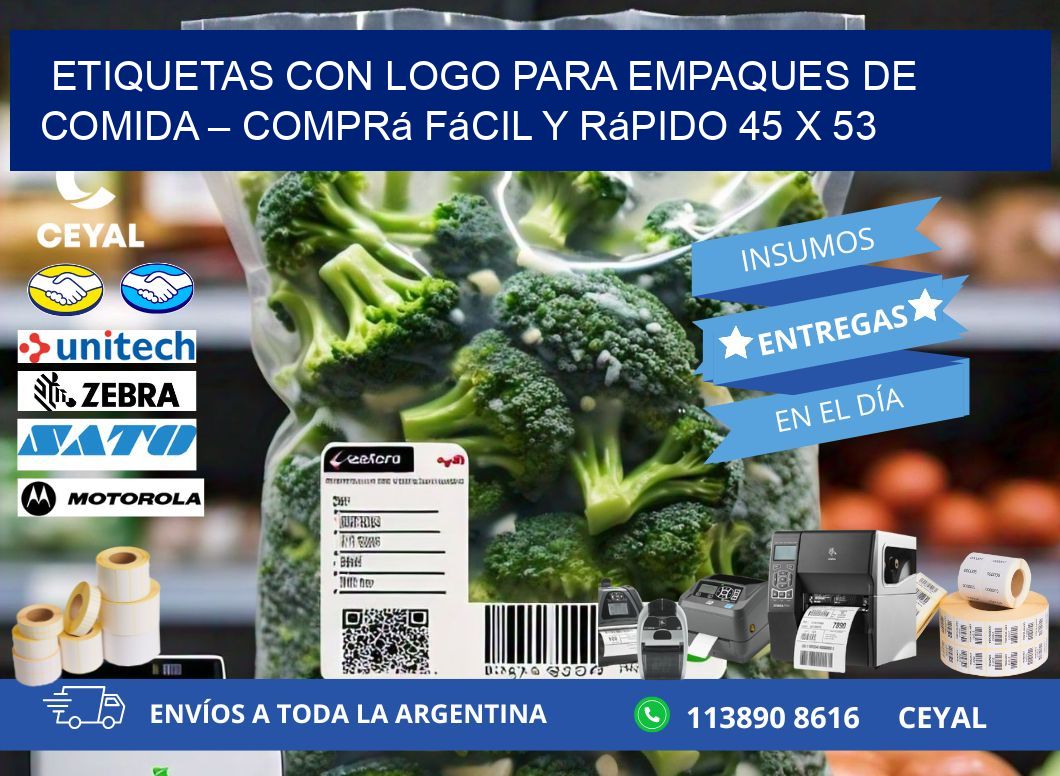 Etiquetas con logo para empaques de comida – Comprá fácil y rápido 45 x 53
