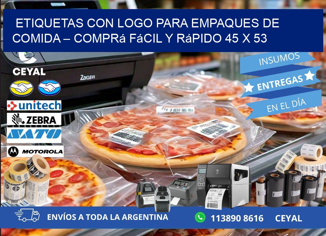 Etiquetas con logo para empaques de comida – Comprá fácil y rápido 45 x 53