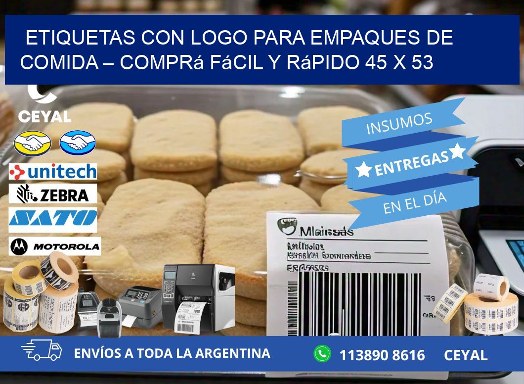 Etiquetas con logo para empaques de comida – Comprá fácil y rápido 45 x 53