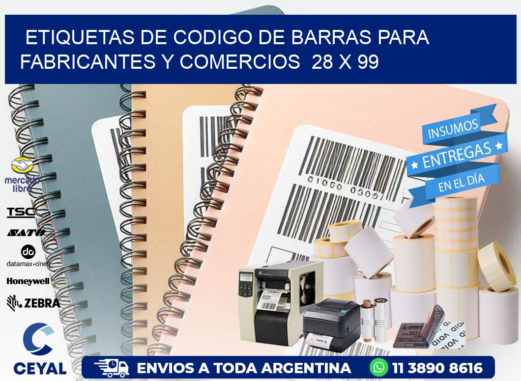 Etiquetas de Codigo de Barras para Fabricantes y Comercios 28 x 99