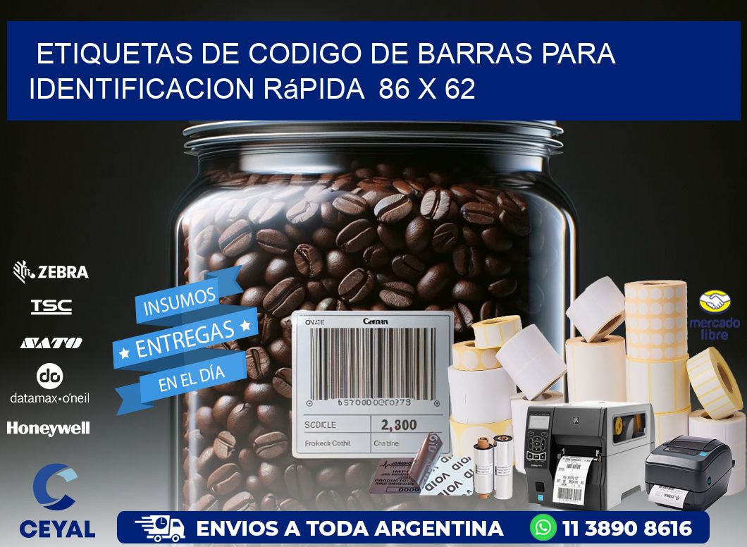 Etiquetas de Codigo de Barras para Identificacion Rápida 86 x 62