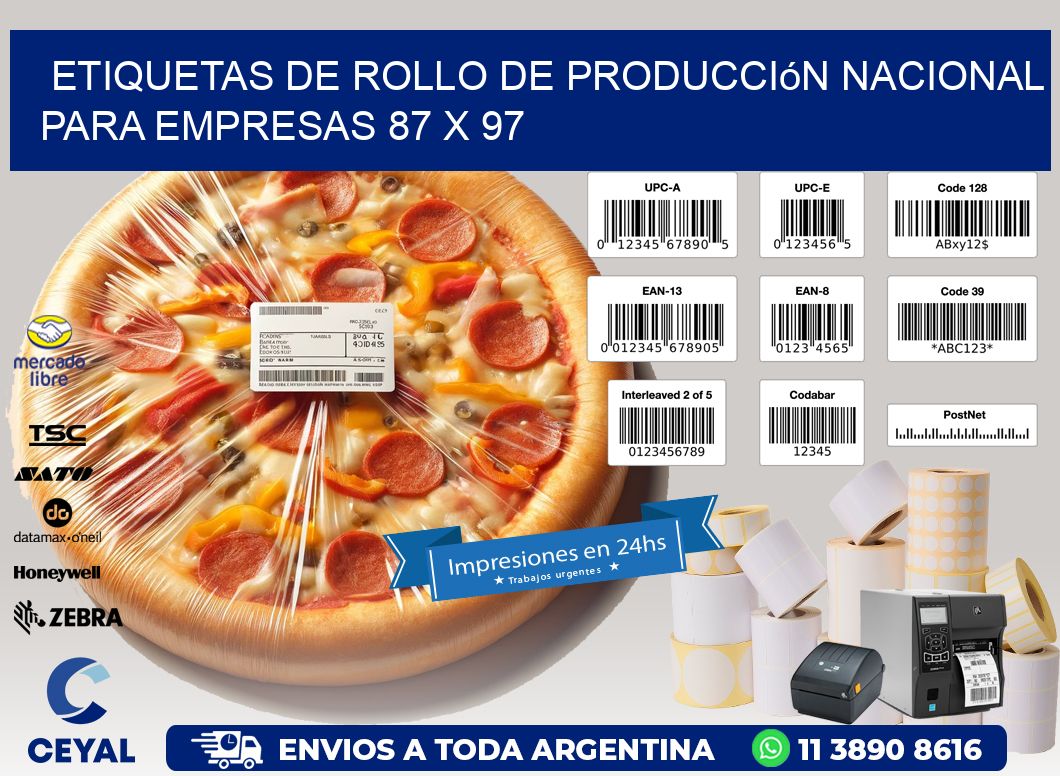 Etiquetas de Rollo de Producción Nacional para Empresas 87 x 97