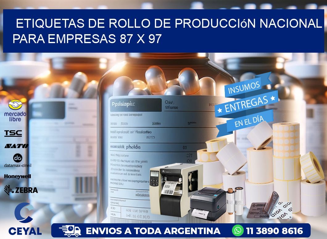 Etiquetas de Rollo de Producción Nacional para Empresas 87 x 97