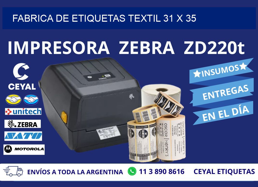 FABRICA DE ETIQUETAS TEXTIL 31 x 35