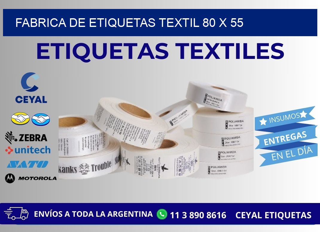 FABRICA DE ETIQUETAS TEXTIL 80 x 55