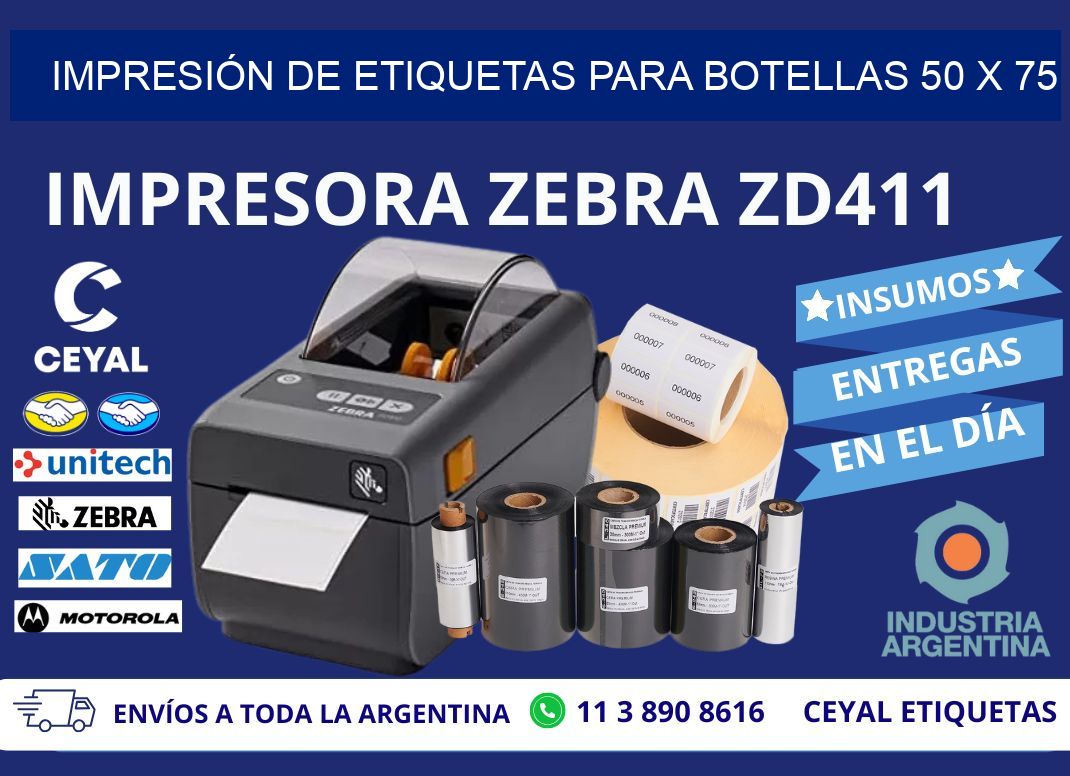 IMPRESIÓN DE ETIQUETAS PARA BOTELLAS 50 x 75