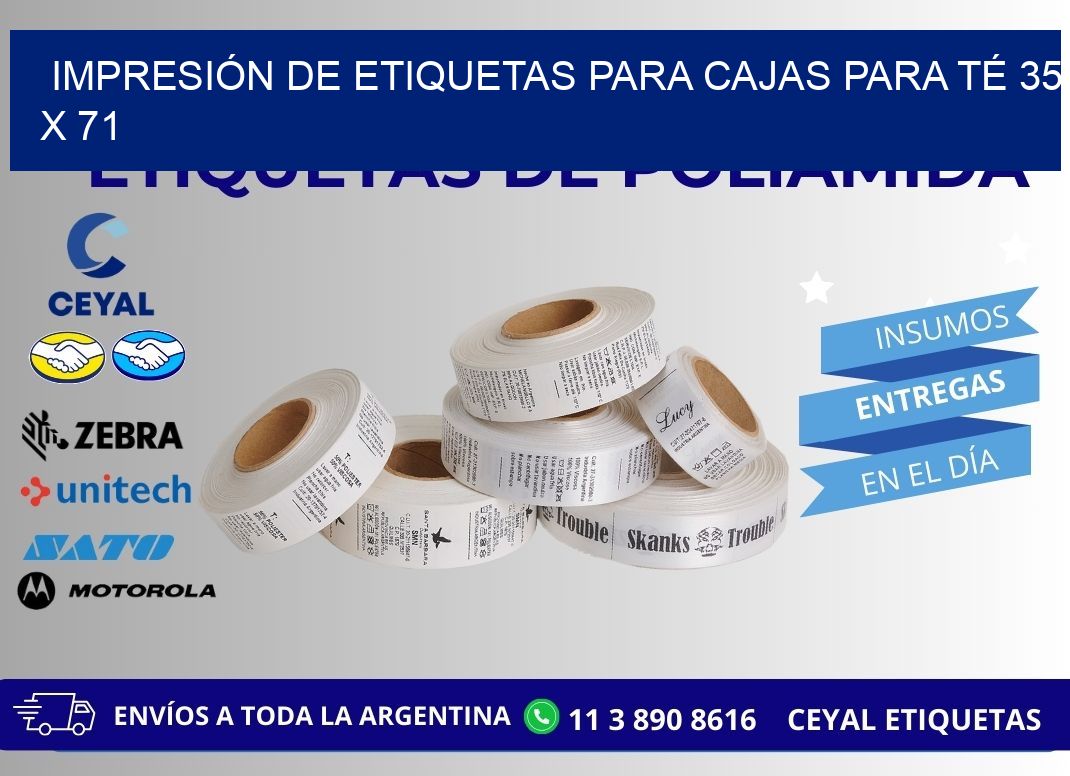 IMPRESIÓN DE ETIQUETAS PARA CAJAS PARA TÉ 35 x 71