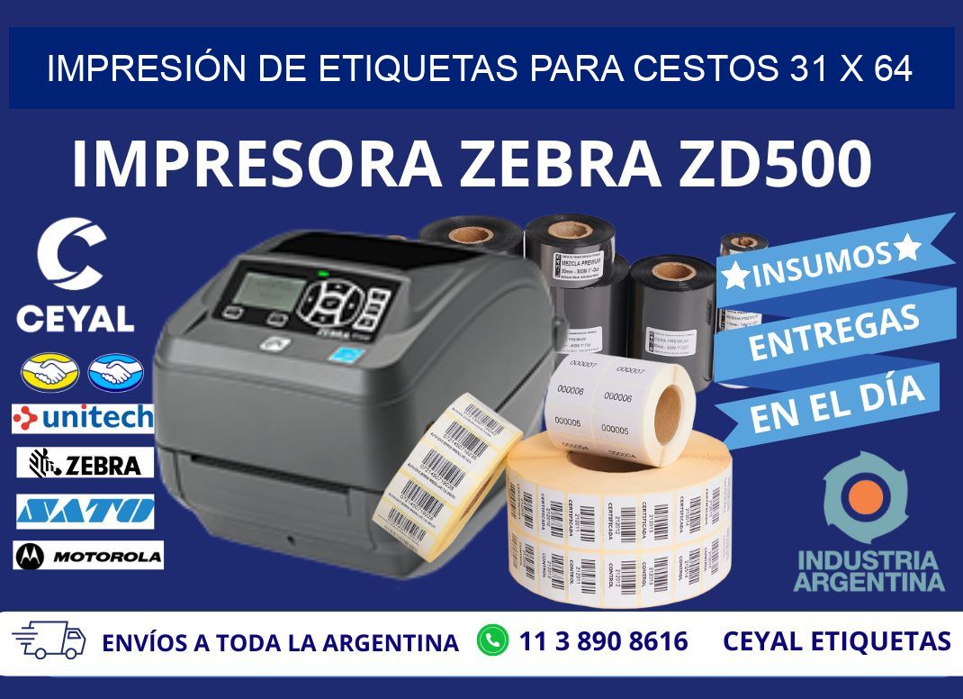 IMPRESIÓN DE ETIQUETAS PARA CESTOS 31 x 64
