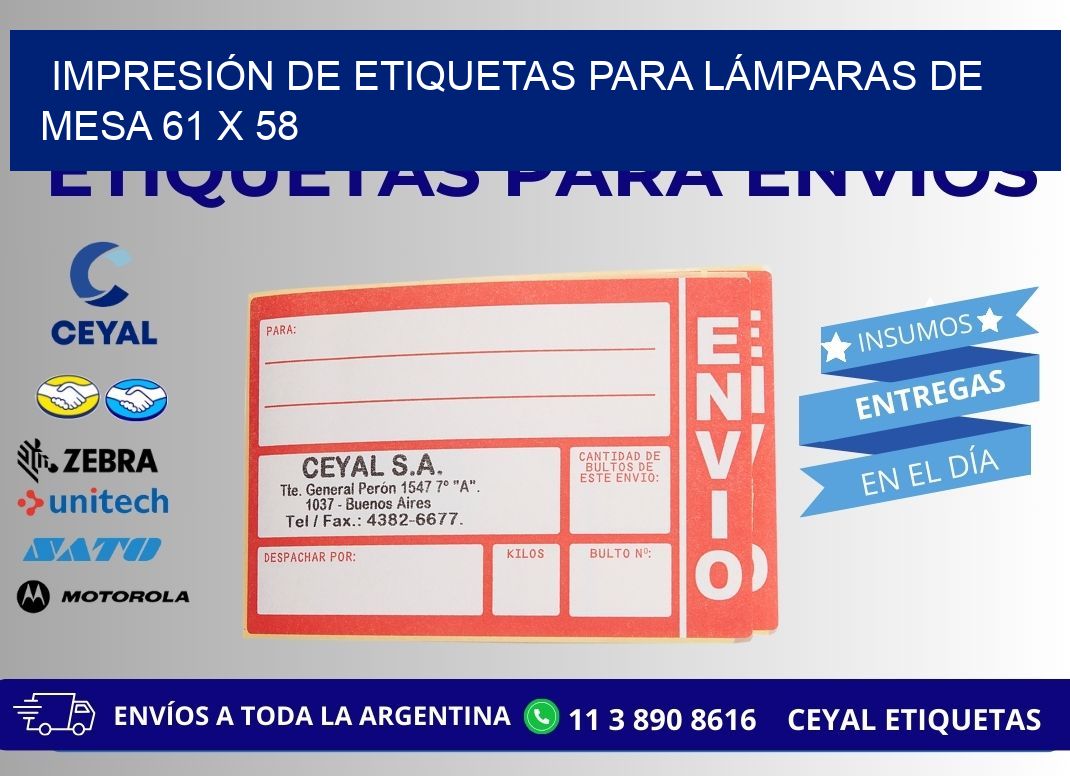 IMPRESIÓN DE ETIQUETAS PARA LÁMPARAS DE MESA 61 x 58