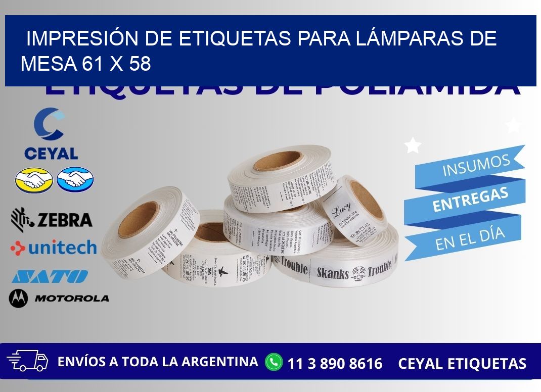 IMPRESIÓN DE ETIQUETAS PARA LÁMPARAS DE MESA 61 x 58