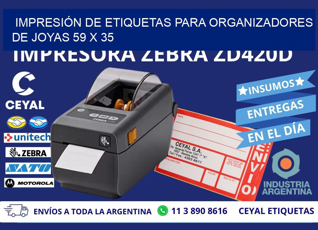 IMPRESIÓN DE ETIQUETAS PARA ORGANIZADORES DE JOYAS 59 x 35