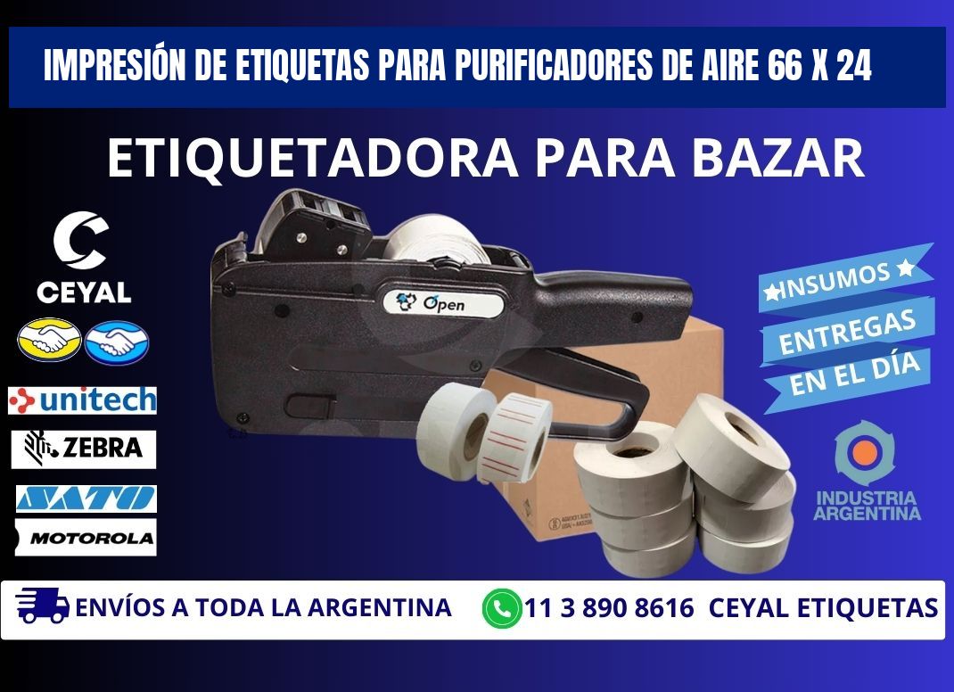 IMPRESIÓN DE ETIQUETAS PARA PURIFICADORES DE AIRE 66 x 24