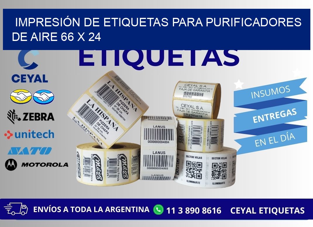 IMPRESIÓN DE ETIQUETAS PARA PURIFICADORES DE AIRE 66 x 24