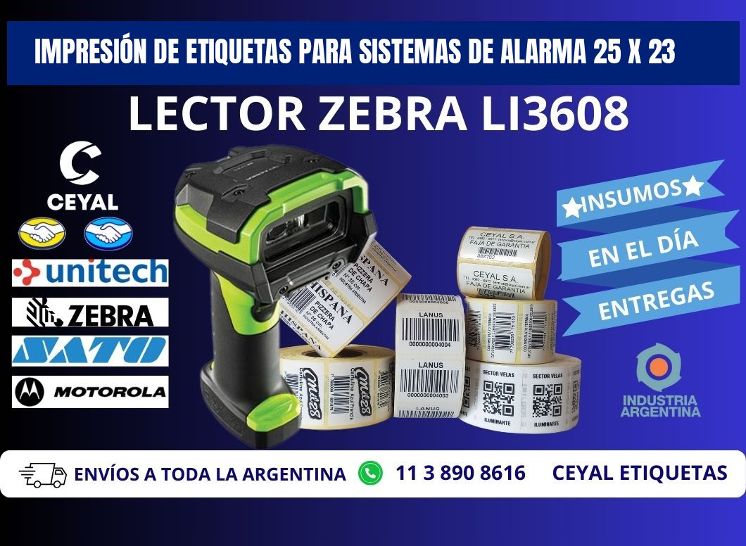 IMPRESIÓN DE ETIQUETAS PARA SISTEMAS DE ALARMA 25 x 23