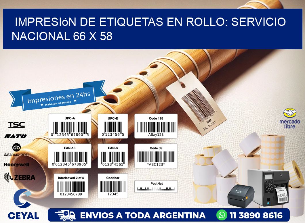 Impresión de Etiquetas en Rollo: Servicio Nacional 66 x 58