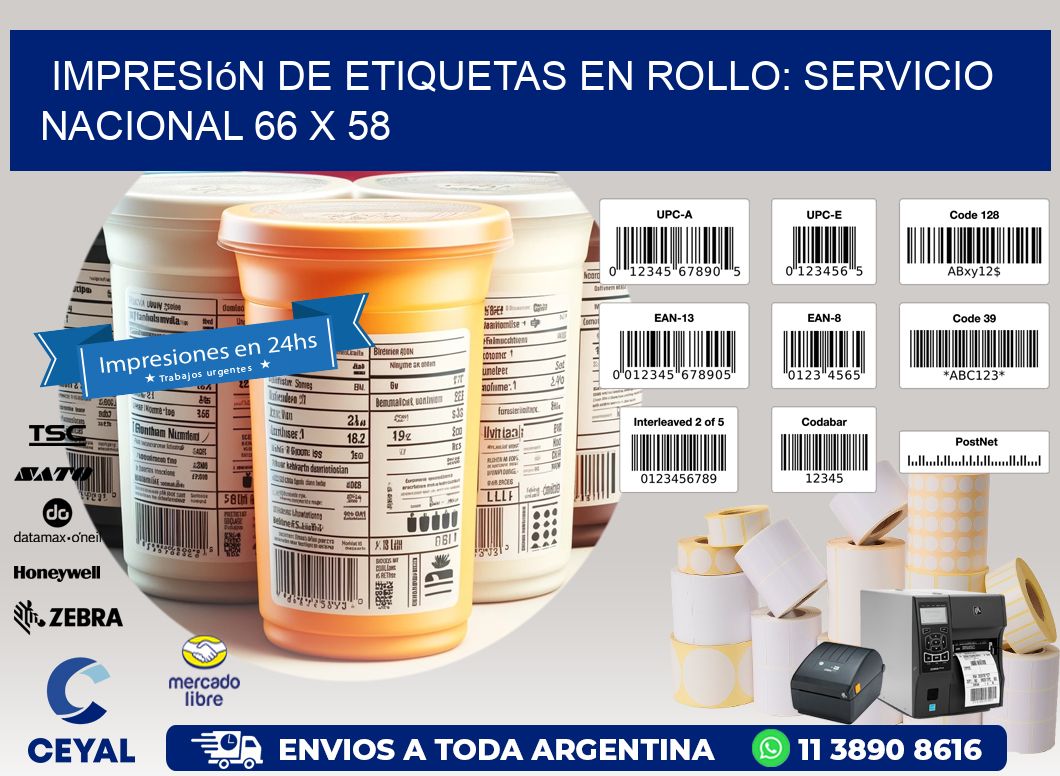 Impresión de Etiquetas en Rollo: Servicio Nacional 66 x 58