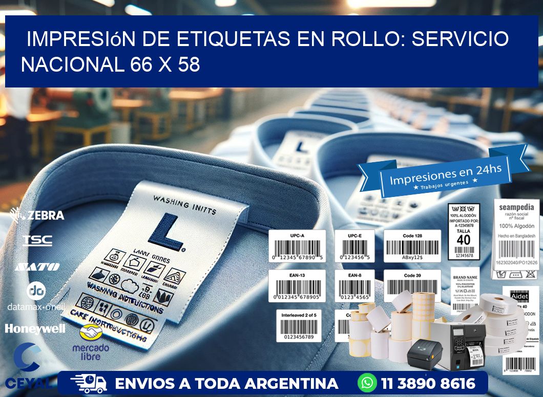 Impresión de Etiquetas en Rollo: Servicio Nacional 66 x 58