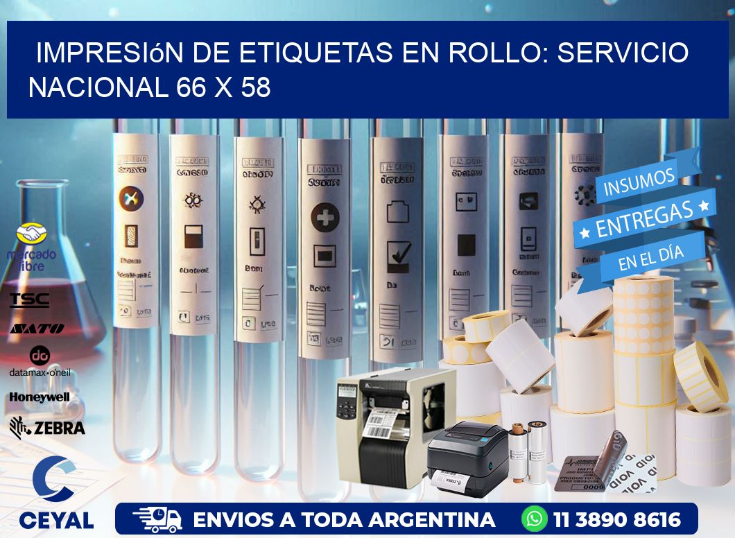Impresión de Etiquetas en Rollo: Servicio Nacional 66 x 58