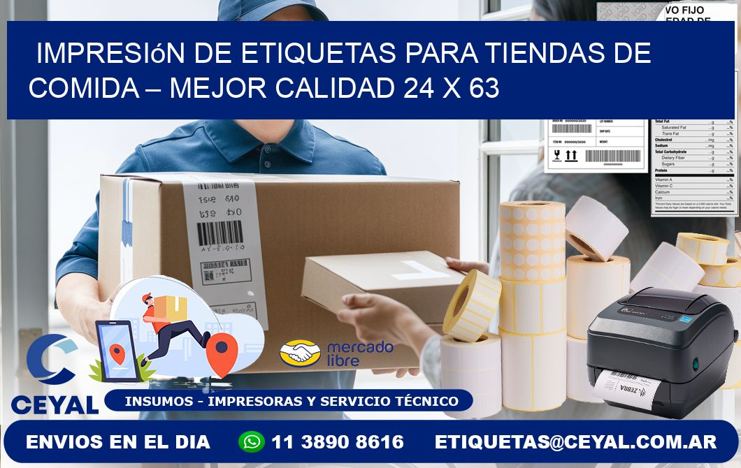 Impresión de etiquetas para tiendas de comida – Mejor calidad 24 x 63