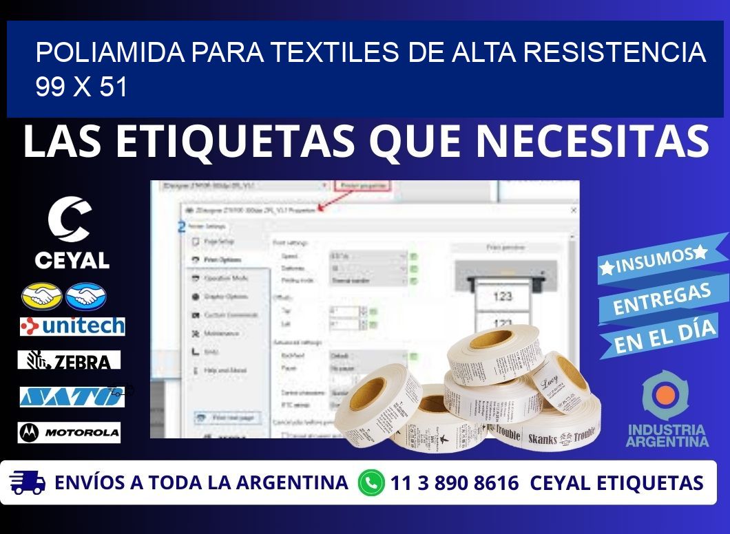 POLIAMIDA PARA TEXTILES DE ALTA RESISTENCIA  99 x 51