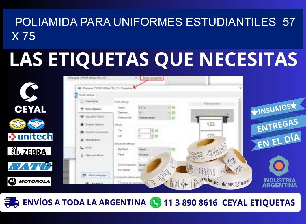 POLIAMIDA PARA UNIFORMES ESTUDIANTILES  57 x 75