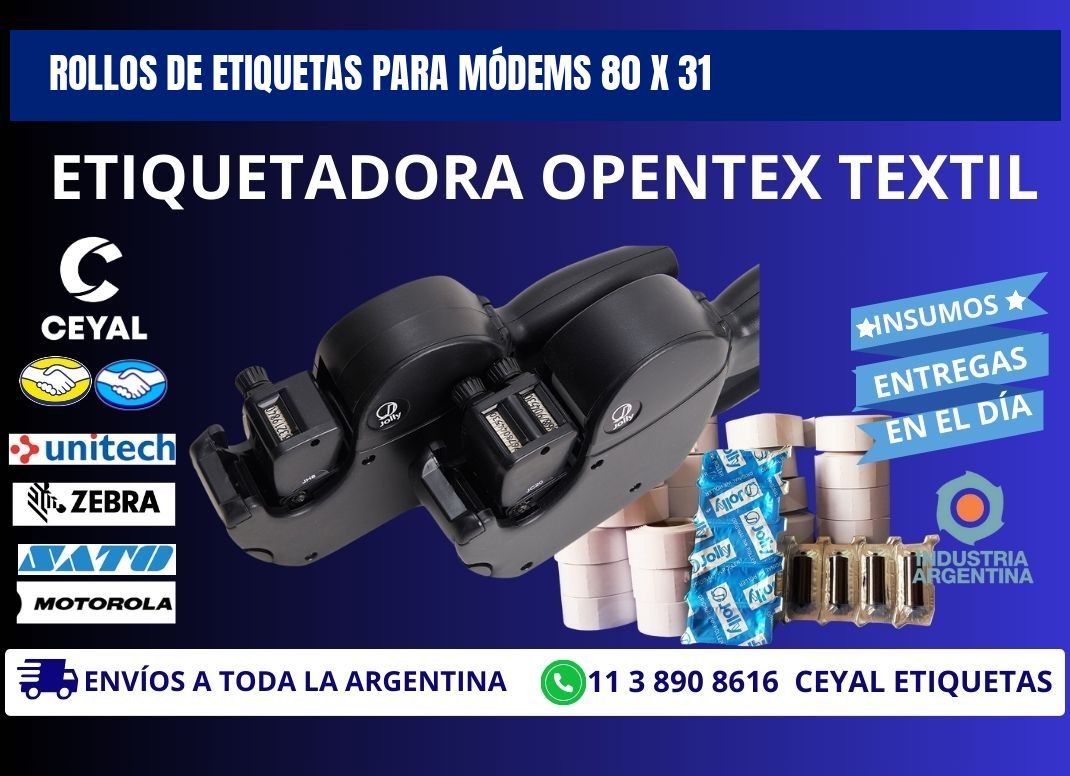 ROLLOS DE ETIQUETAS PARA MÓDEMS 80 x 31