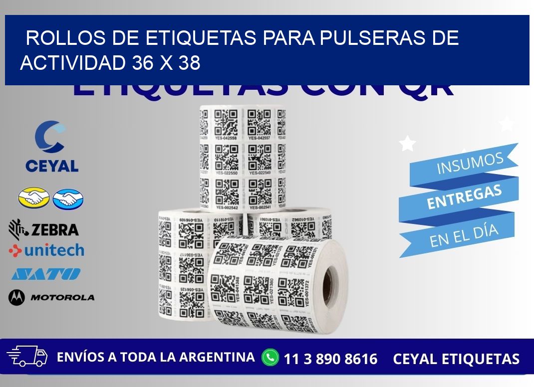 ROLLOS DE ETIQUETAS PARA PULSERAS DE ACTIVIDAD 36 x 38