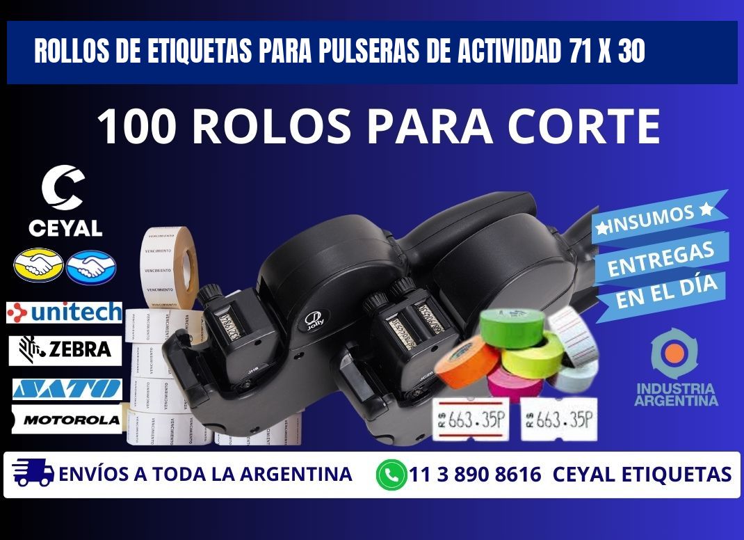 ROLLOS DE ETIQUETAS PARA PULSERAS DE ACTIVIDAD 71 x 30