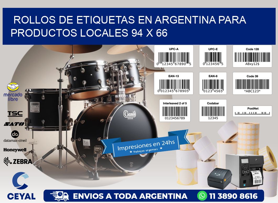 Rollos de Etiquetas en Argentina para Productos Locales 94 x 66