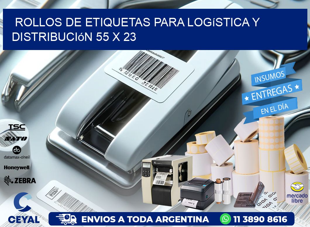 Rollos de Etiquetas para Logística y Distribución 55 x 23
