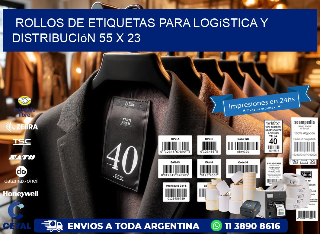 Rollos de Etiquetas para Logística y Distribución 55 x 23