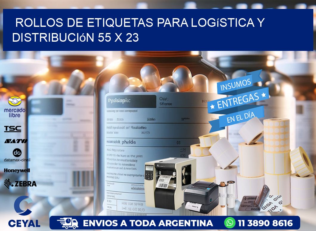 Rollos de Etiquetas para Logística y Distribución 55 x 23