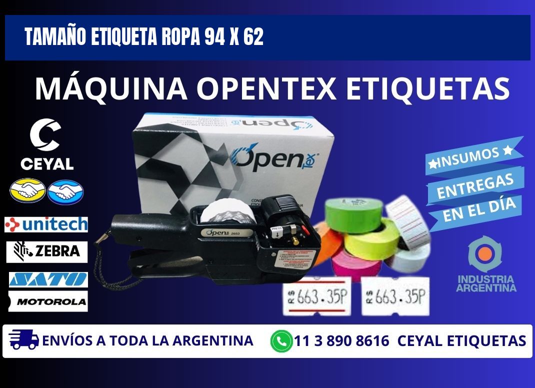 TAMAÑO ETIQUETA ROPA 94 x 62
