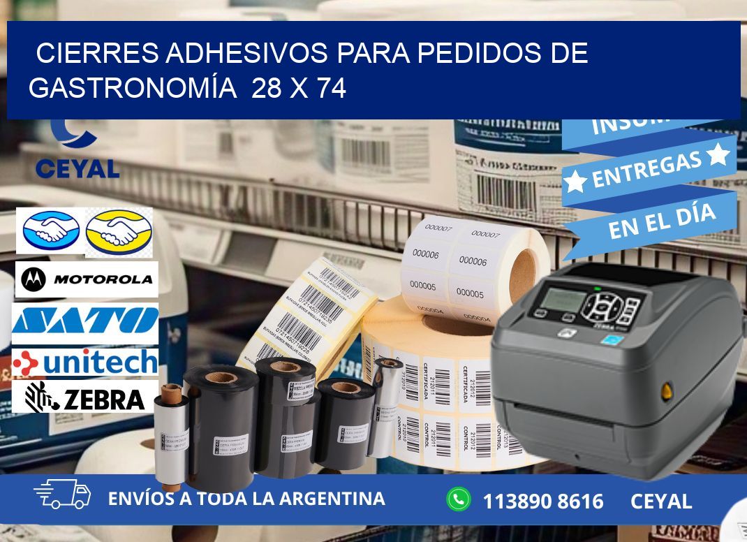 CIERRES ADHESIVOS PARA PEDIDOS DE GASTRONOMÍA 28 x 74