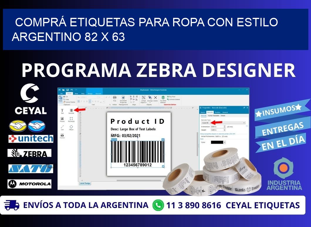 COMPRÁ ETIQUETAS PARA ROPA CON ESTILO ARGENTINO 82 x 63