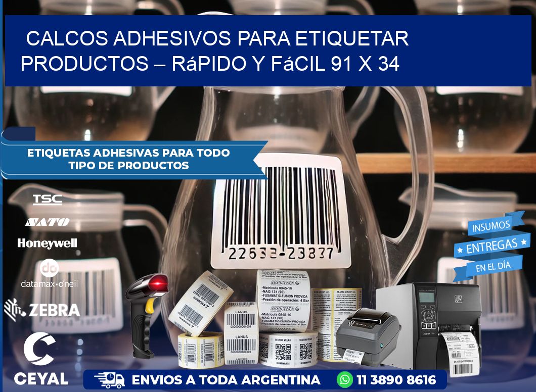 Calcos Adhesivos para Etiquetar Productos – Rápido y Fácil 91 x 34