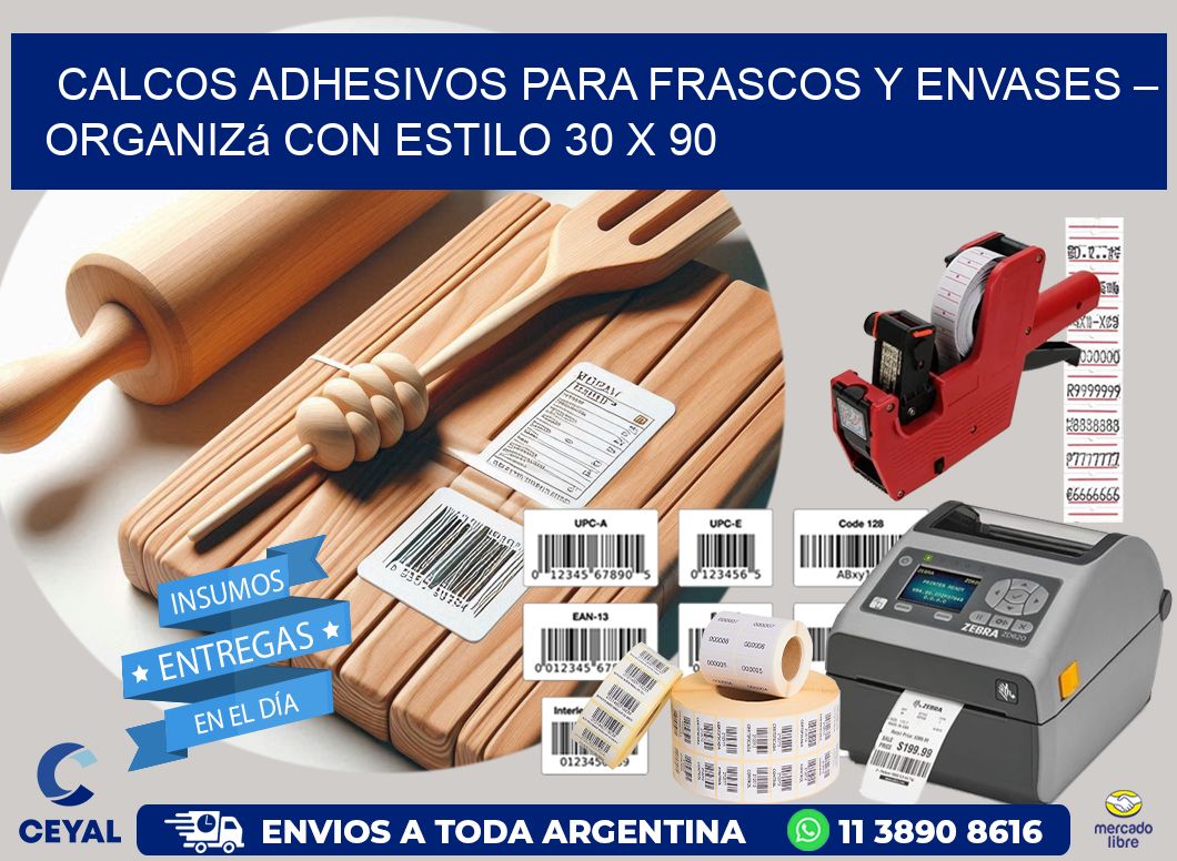 Calcos Adhesivos para Frascos y Envases – Organizá con Estilo 30 x 90