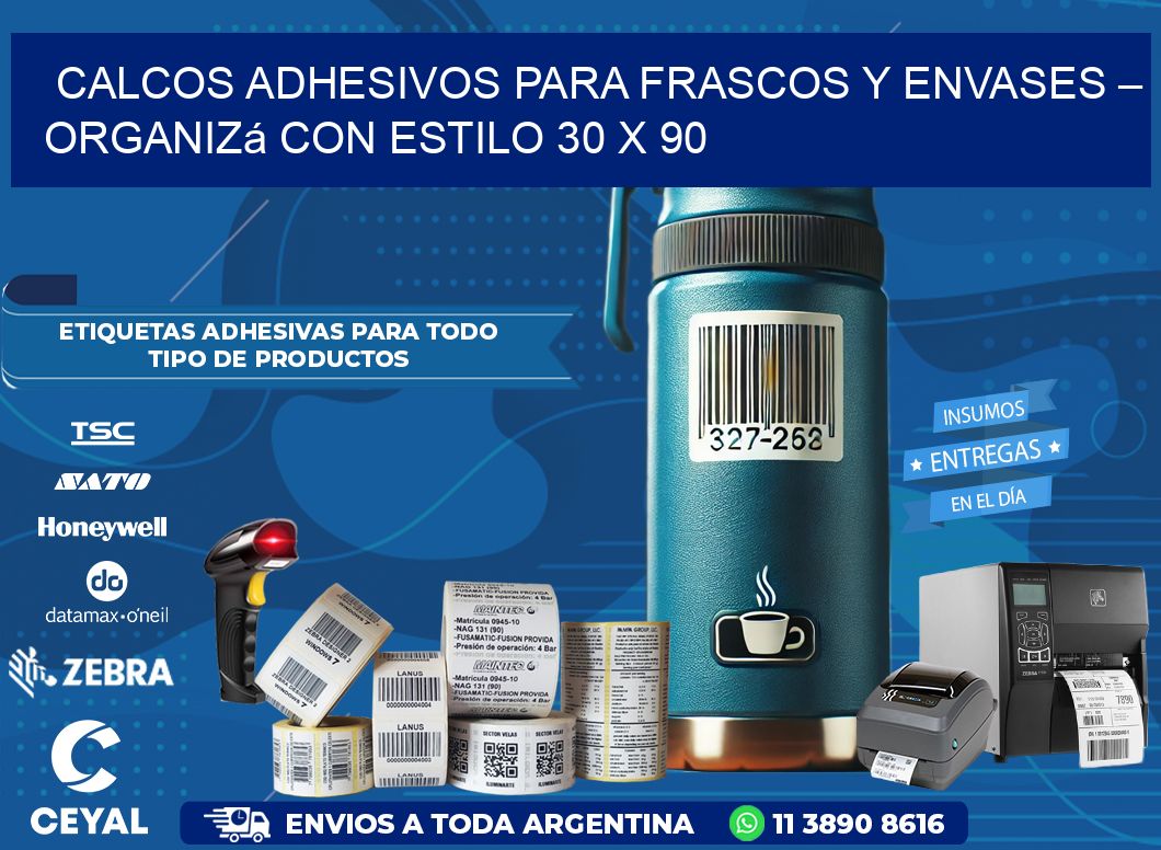 Calcos Adhesivos para Frascos y Envases – Organizá con Estilo 30 x 90