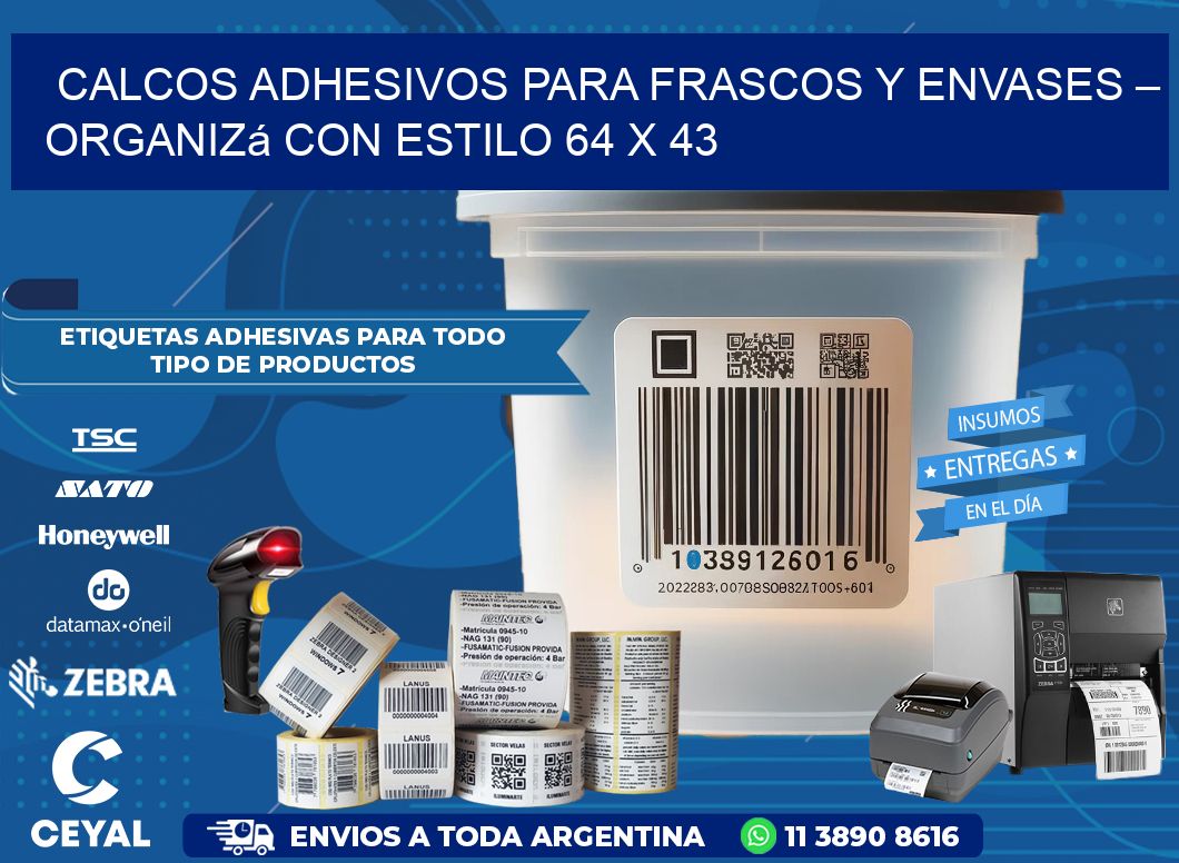 Calcos Adhesivos para Frascos y Envases – Organizá con Estilo 64 x 43