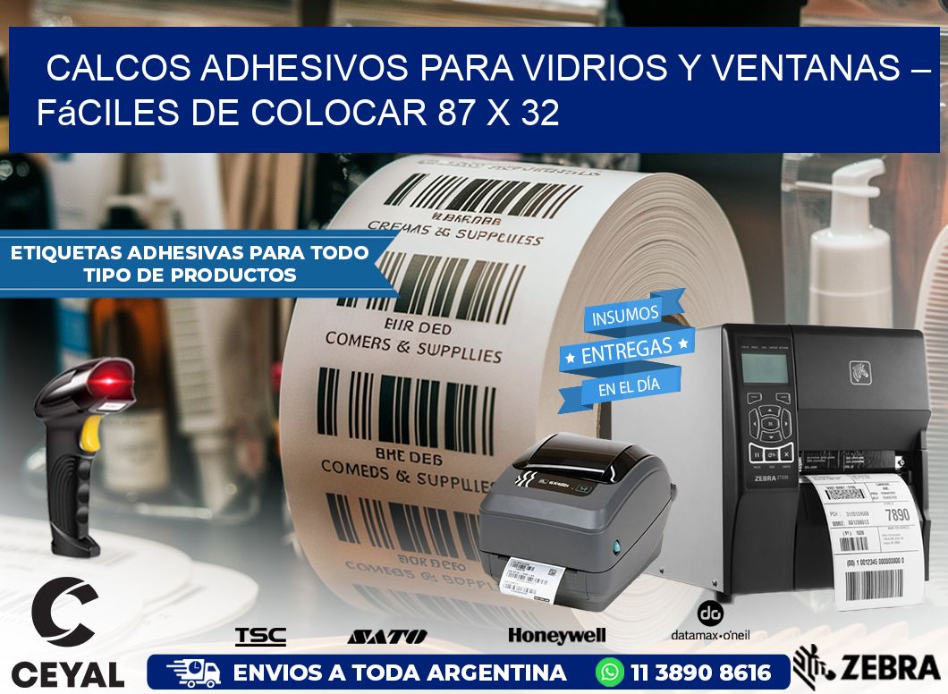 Calcos Adhesivos para Vidrios y Ventanas – Fáciles de Colocar 87 x 32