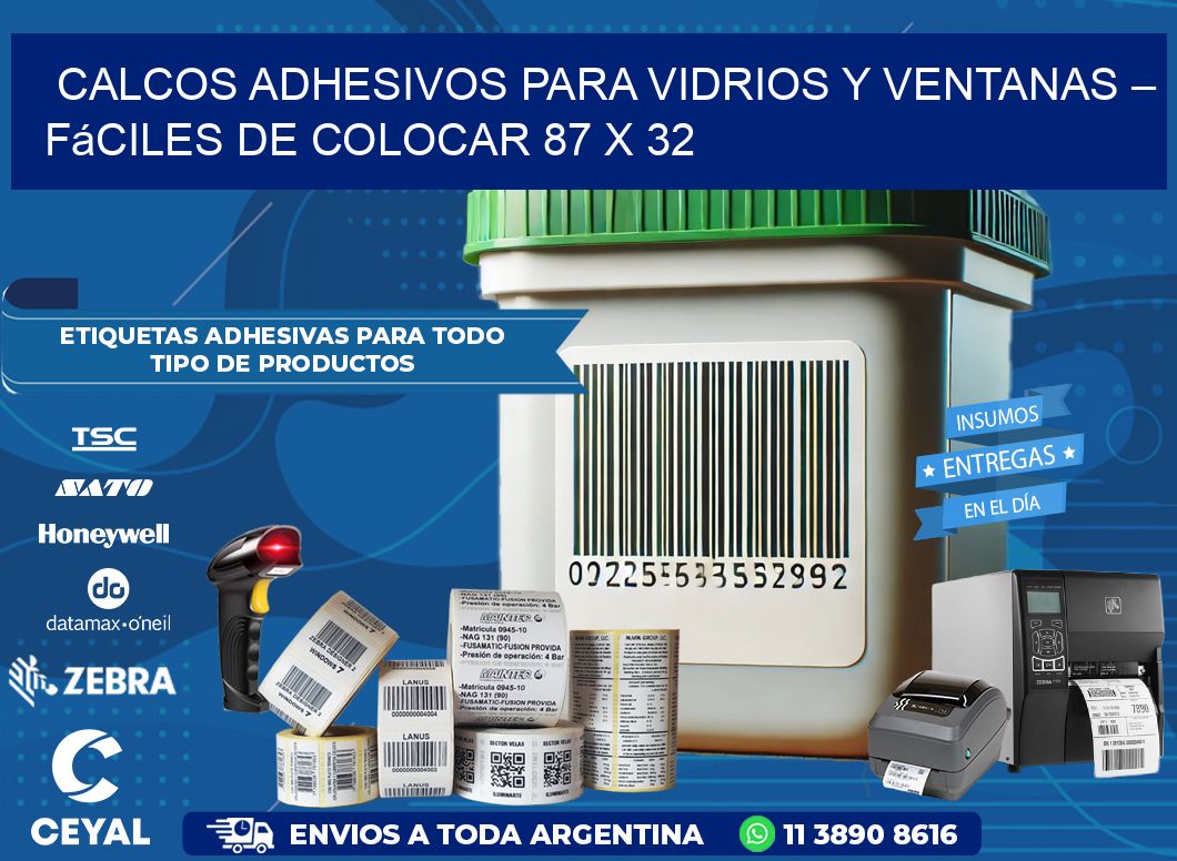 Calcos Adhesivos para Vidrios y Ventanas – Fáciles de Colocar 87 x 32