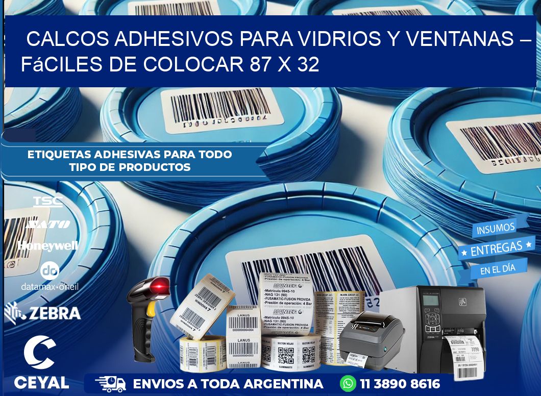 Calcos Adhesivos para Vidrios y Ventanas – Fáciles de Colocar 87 x 32