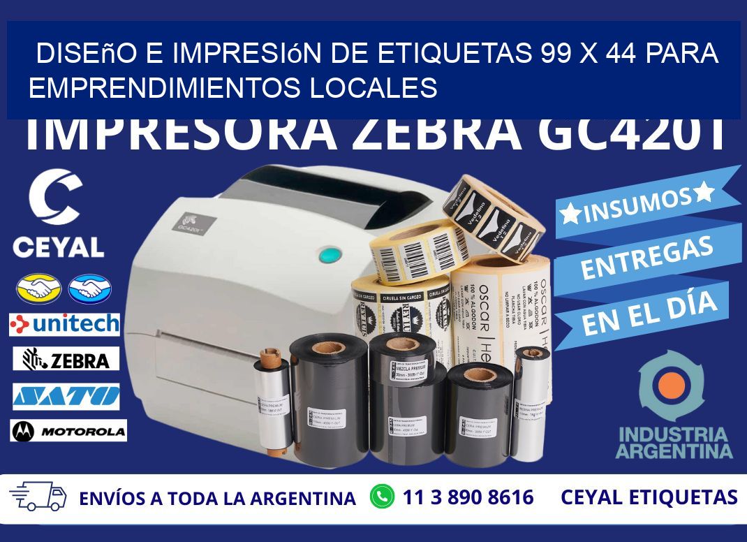 Diseño e Impresión de Etiquetas 99 x 44 para Emprendimientos Locales