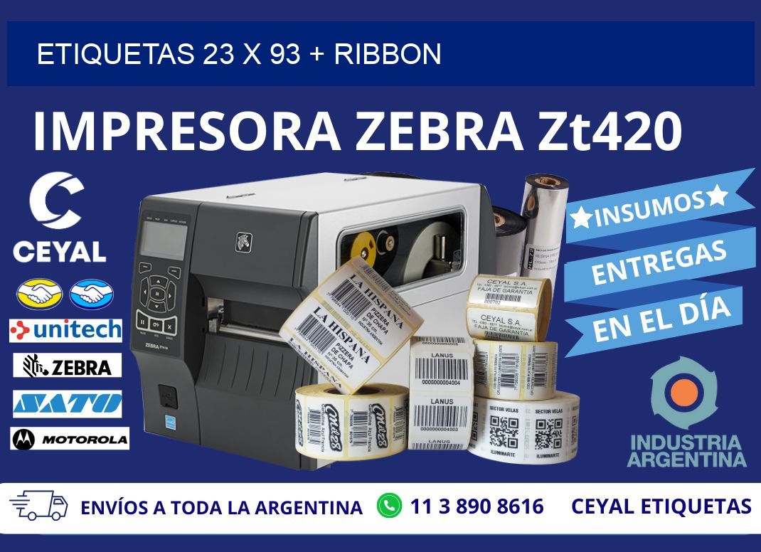 ETIQUETAS 23 x 93 + RIBBON