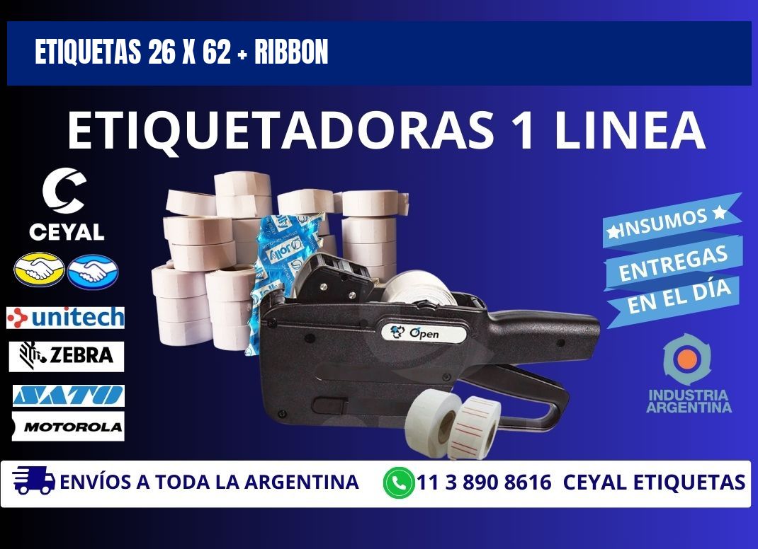 ETIQUETAS 26 x 62 + RIBBON