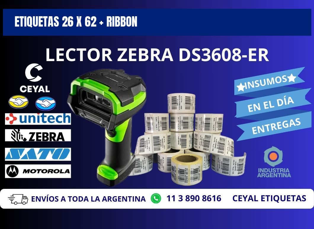 ETIQUETAS 26 x 62 + RIBBON