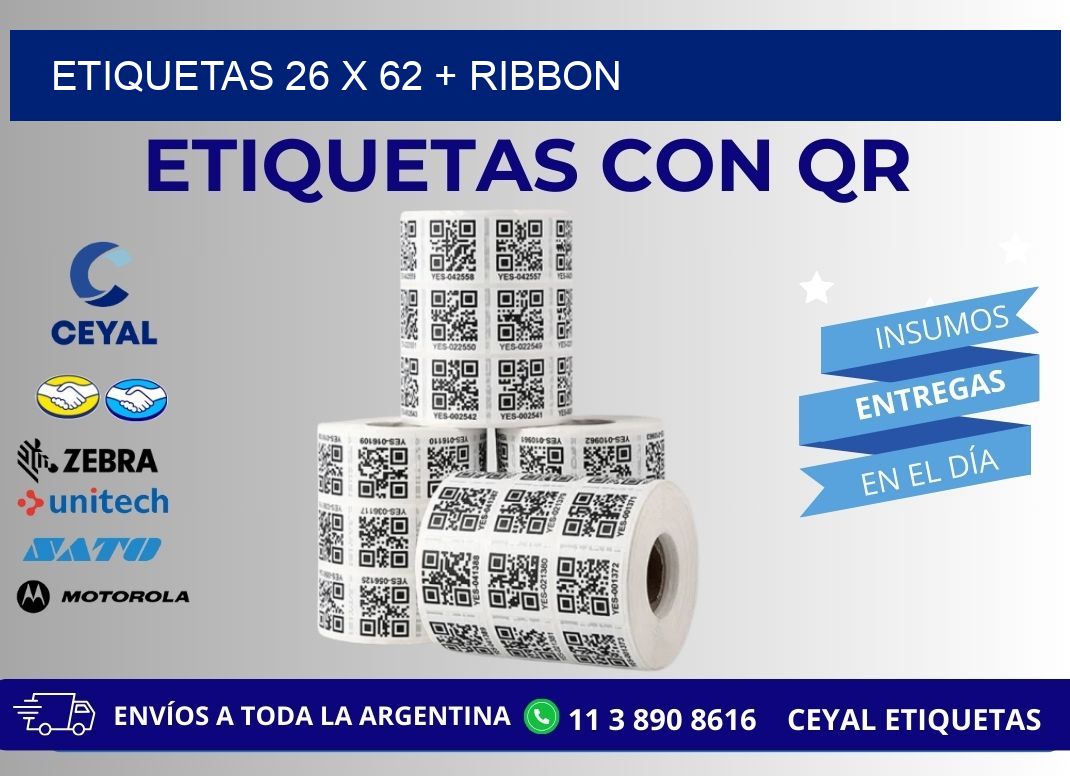 ETIQUETAS 26 x 62 + RIBBON