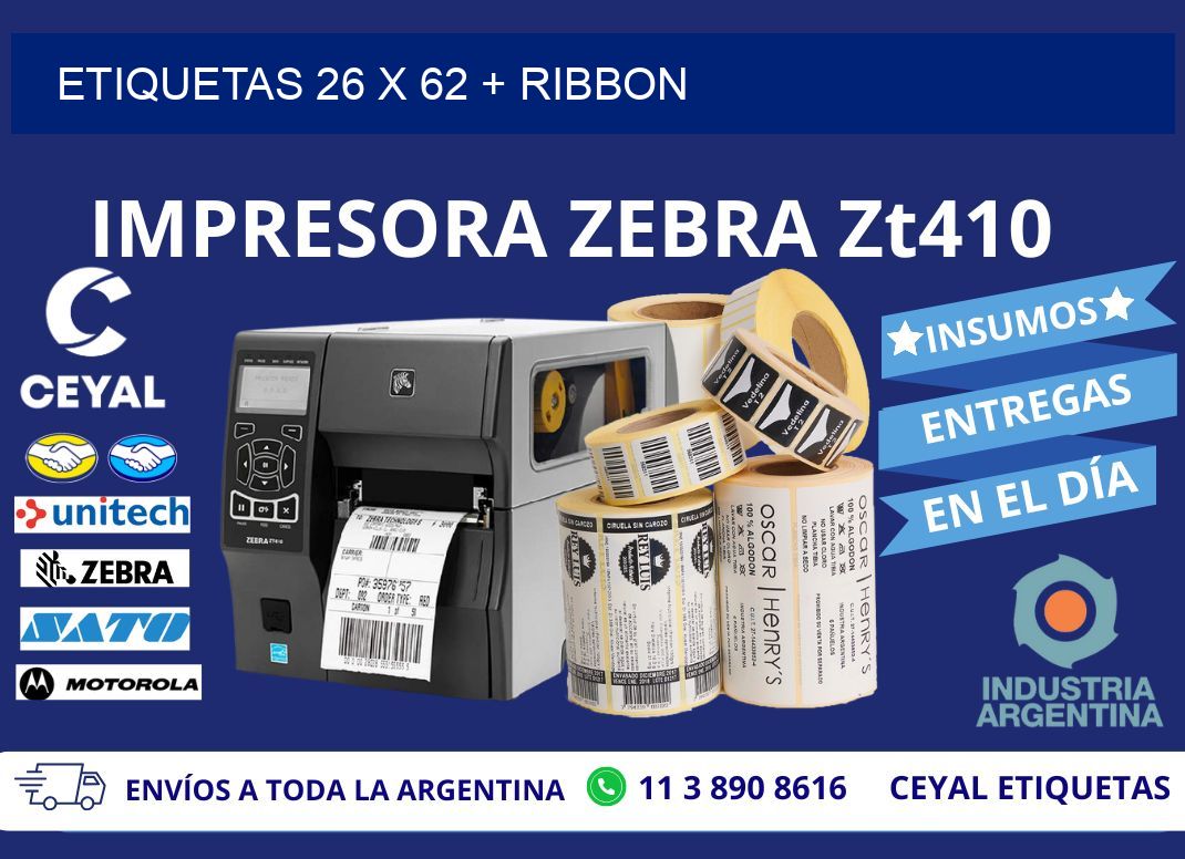 ETIQUETAS 26 x 62 + RIBBON